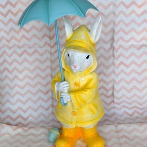 New - Resin Bunny holding a Metal Umbrella -14 1/2"